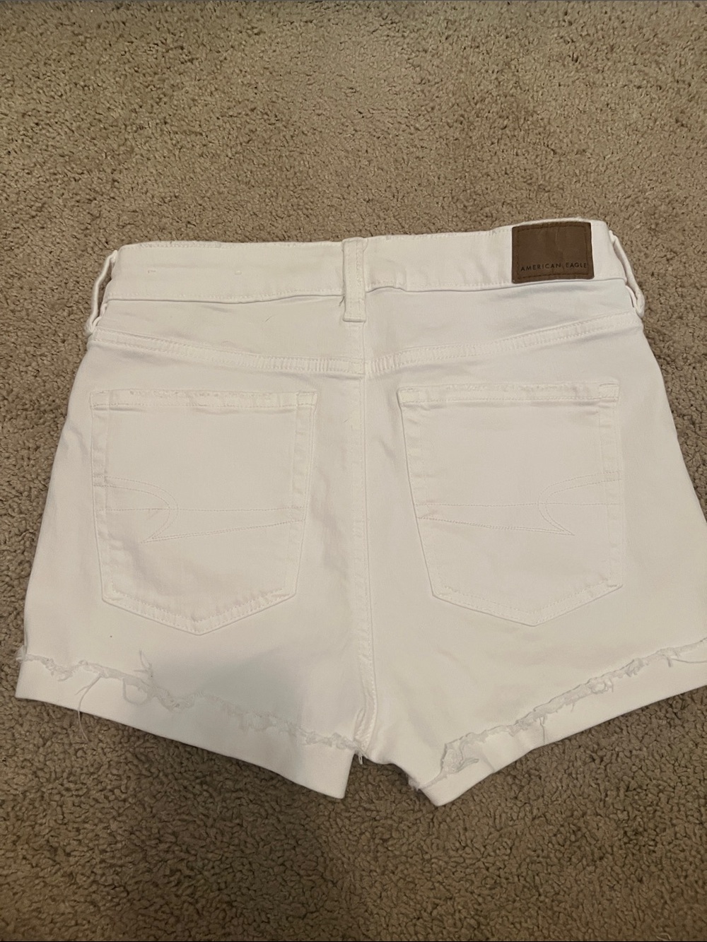 American Eagle Outfitters White Frayed Hem Denim Shorts High V-Rise Shortie